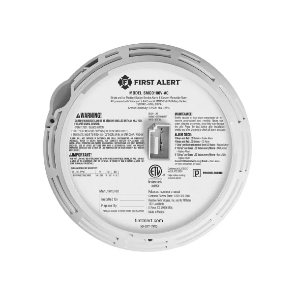 BRK First Alert SMCO100V-AC Hardwired Smoke & CO Alarm with Battery Backup & Voice Alert