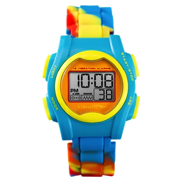 Global VibraLITE MINI Vibrating Watch with Multicolor Silicone Band