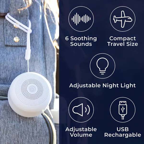 Yogasleep Travel Mini Sound Machine with Night Light | White