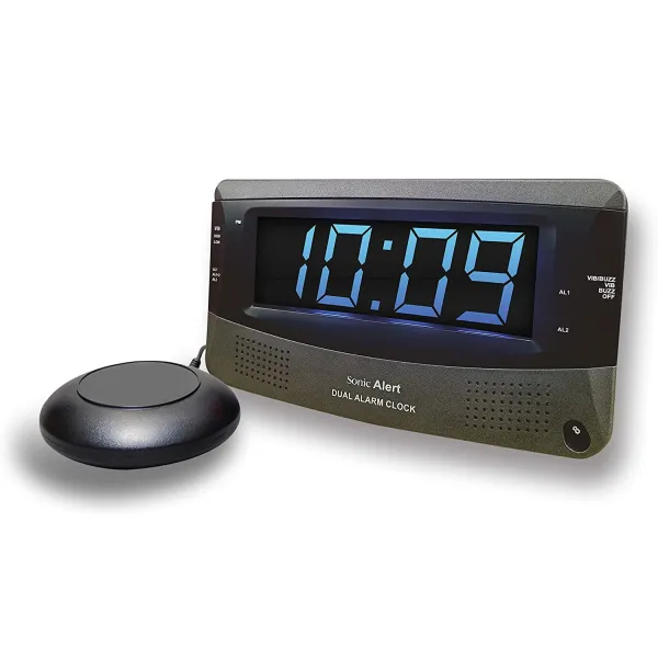 Sonic Alert Sonic Boom SBD375ss Vibrating Dual Alarm Clock | Dark Grey