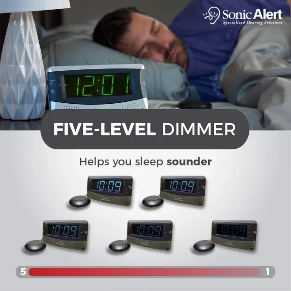 Sonic Alert Sonic Boom SBD375ss Vibrating Dual Alarm Clock | Dark Grey