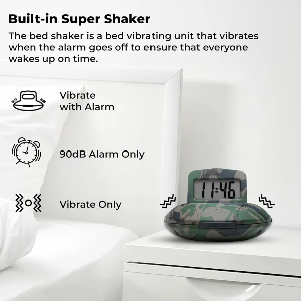 Sonic Alert Sonic Shaker SBP100 Vibrating Travel Alarm Clock | Green Camouflage